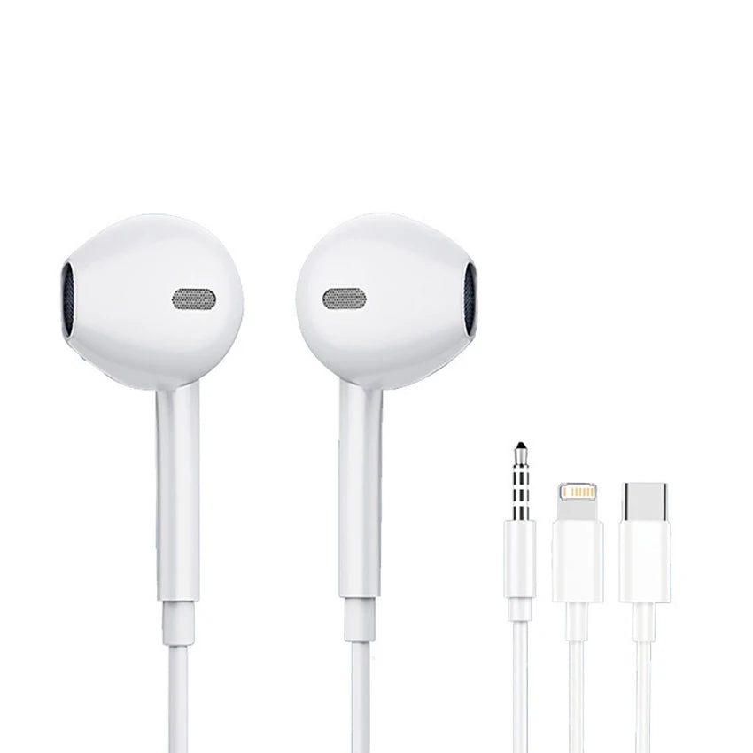 Original Wired Earphones For Iphone 16/15/14/13/12/11 Pro Max 7/8Plus Xr/Xs/X Ipad In-Ear Earbuds Lightning Usb-C 3.5Mm Earphone