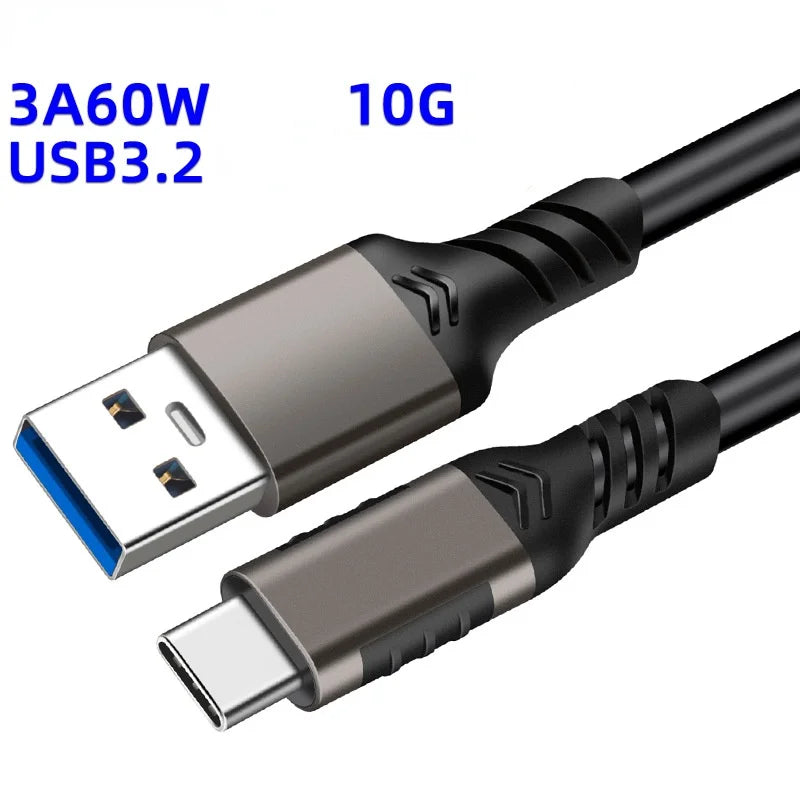 Usb A To Usb C 3.1/3.2 Gen 2 Cable 10Gbps Data Transfer, Short Usb C Ssd Cable With 60W Qc 3.0 Fast Charging, Spare Cable