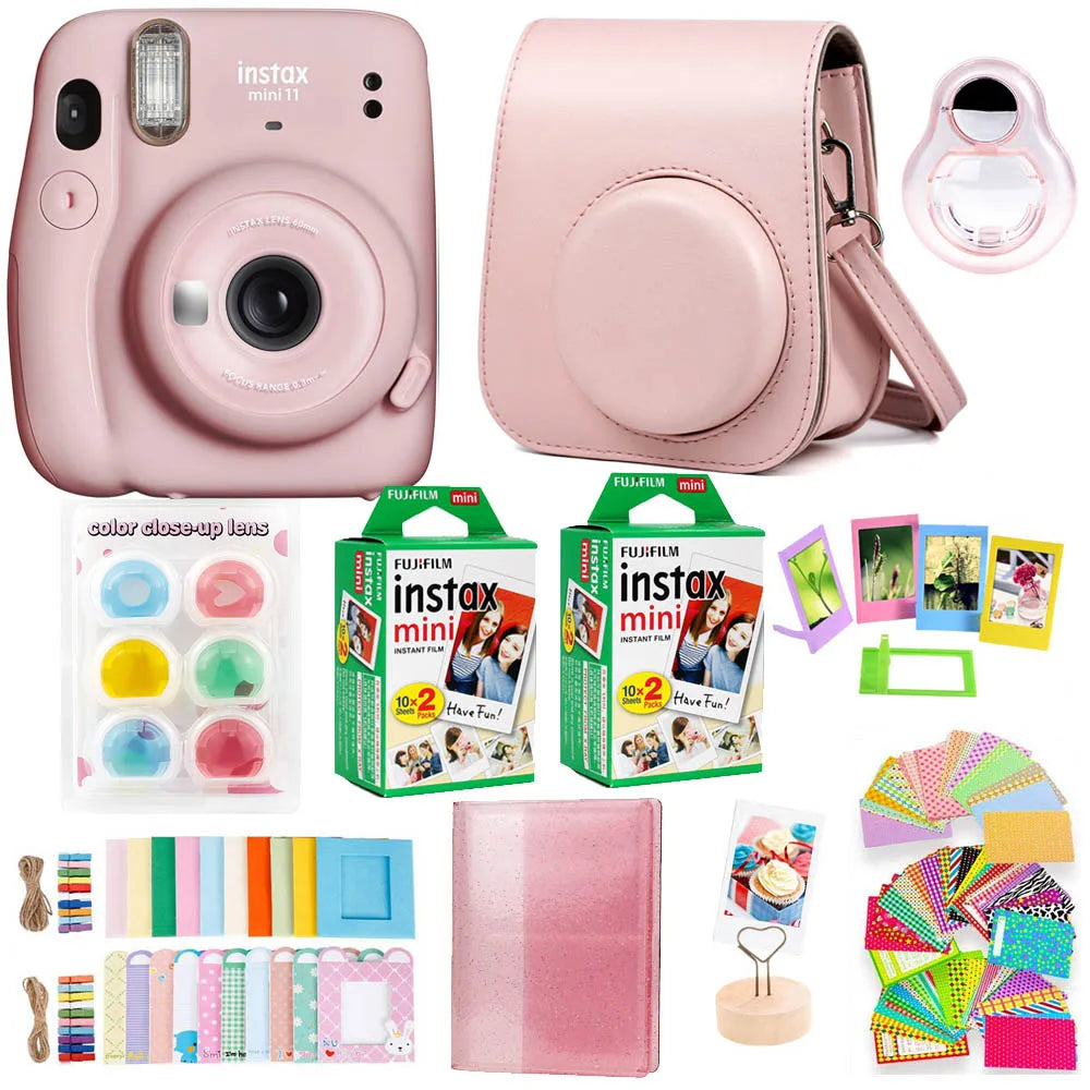 Classics Fujifilm Instax Mini 11 Instant Camera With 40 Sheets Mini Film Paper Camera Shoulder Strap Bag Accessories Bundle Kit