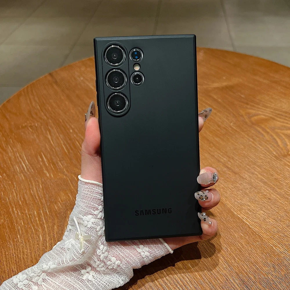 Official Liquid Silicone Shockproof Soft Case Samsung Galaxy S25 S24 S23 S22 S21 Ultra Plus S23 Fe Solid Color Protection Cover