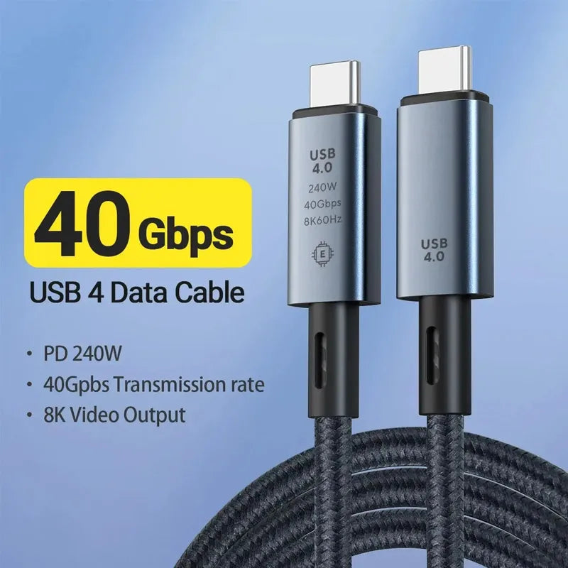 240W Usb C To Usb C Fast Charging Data Braided Cable With 8K Video Transfer & 40Gbps Speed For Iphone 16 Pro Macbook Tv Laptop