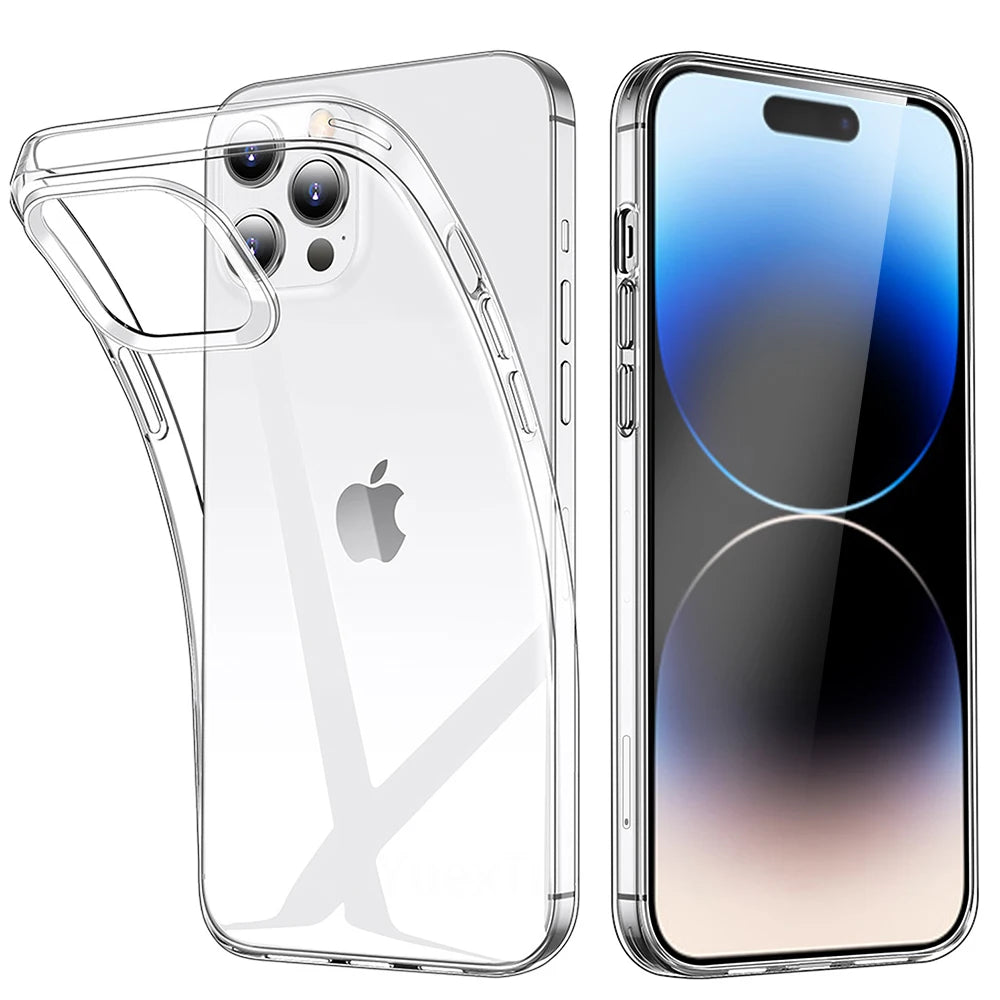 Transparent Phone Case For Iphone 16 11 12 13 14 15 Pro Max Soft Tpu Silicone For Iphone Xs Max Xr 8 7Plus Back Cover Clear Case