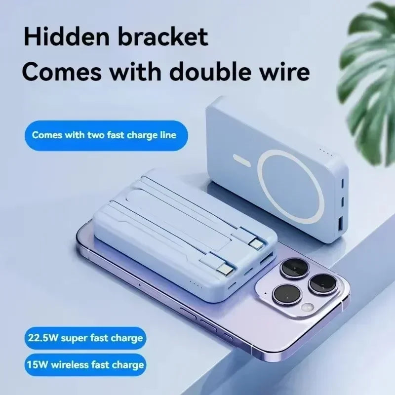 Wireless Power Bank, Built-In Cable Holder, Large Capacity, Super Fast Charging, Power Bank, Magnetic, 30000Mah, New