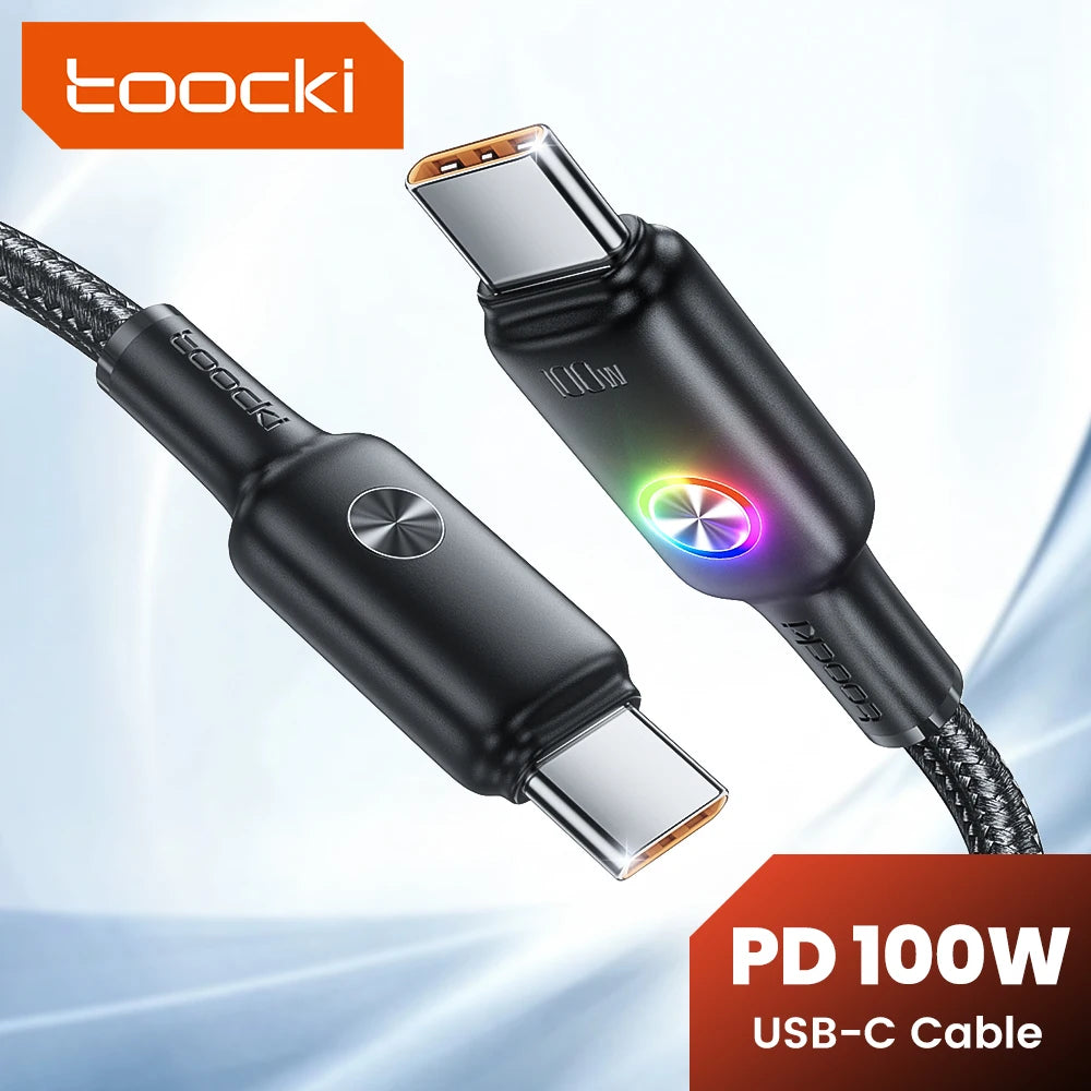 Toocki Type C To Type C Cable 100W Pd Fast Charging Charger Usb C To Usb C Mobile Phone Cable For Xiaomi Poco Realme Macbook