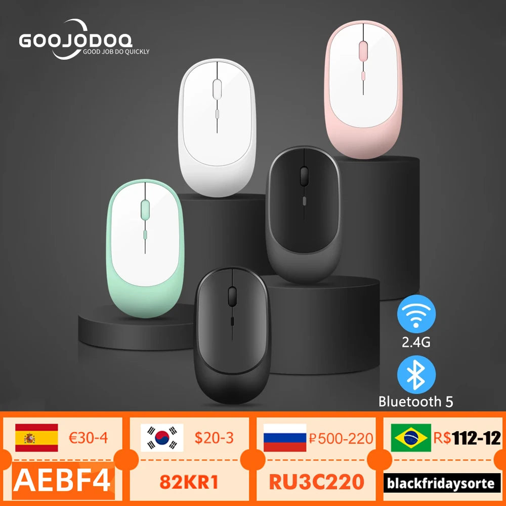 Wireless Bluetooth Mouse For Macbook Pc Ipad Computer Rechargeable Dual Modes Bluetooth 4.0 + Usb Mouse With 3 Adjustable Dpi