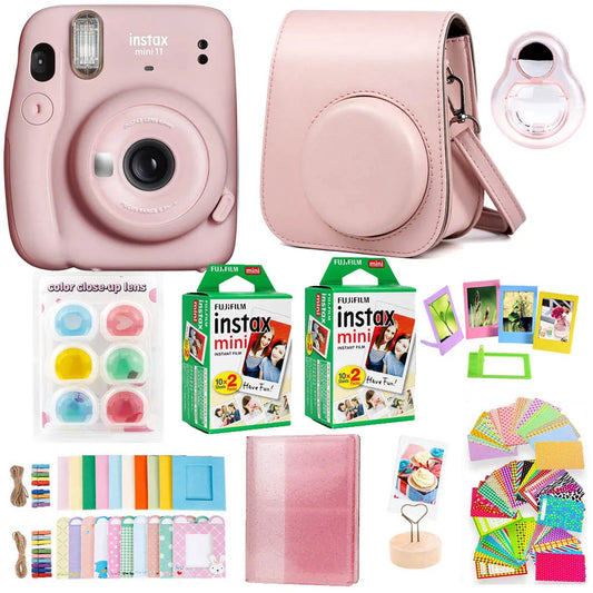 Classics Fujifilm Instax Mini 11 Instant Camera With 40 Sheets Mini Film Paper Camera Shoulder Strap Bag Accessories Bundle Kit