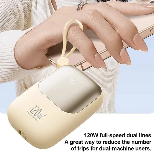 120W Super Fast Charging Power Bank With Cable 20000Mah Large Capacity Portable Mobile Power Mini Supply Gift