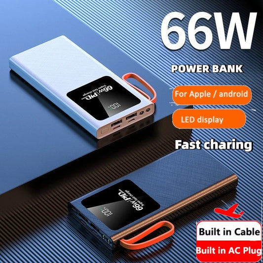 Power Bank 30000Mah With 66W Fast Charging Led Display External Battery Charger Powerbank For Iphone 15 Xiaomi Huawei Poverbank