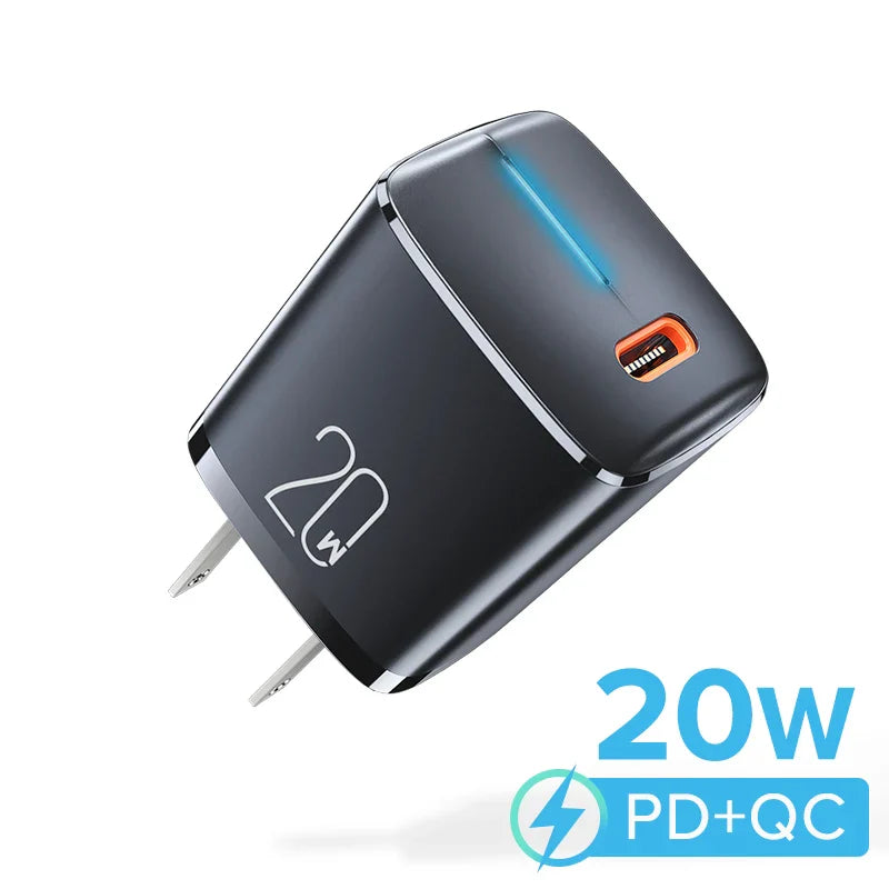 Qoovi Gan 20W Usb Type C Charger Mini Quick Charge Wall Adapter Fast Charging Charger For Iphone 14 13 Pro Max 11 X 8 Plus Ipad