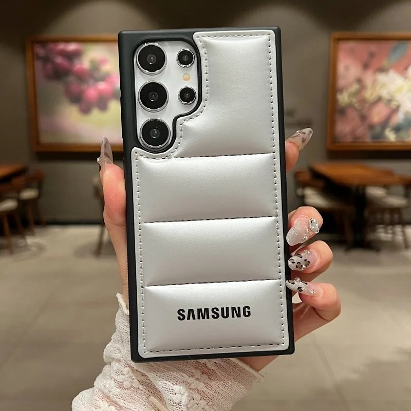 Luxury Down Jackets Air-Bags Silicone Phone Case Samsung Galaxy S25 S24 Ultra S23 S22 Ultra S25 Plus Shockproof Soft Tpu Cover