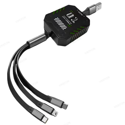 100W 3 In 1 Retractable Usb Cable Fast Charging And Data Micro Usb Type C For Iphone 15 14 13 Pro Max Android Phone Xiaomi Cable