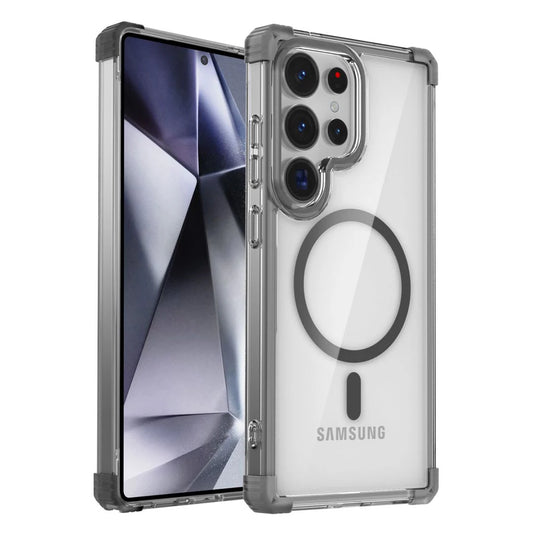 For Galaxy S25 S24Ultra Clear Phone Case Samsung S23 S24Fe S22 Plus Magnetic Wireless Charging Slim Phone Cover Note20 Ultra 5G