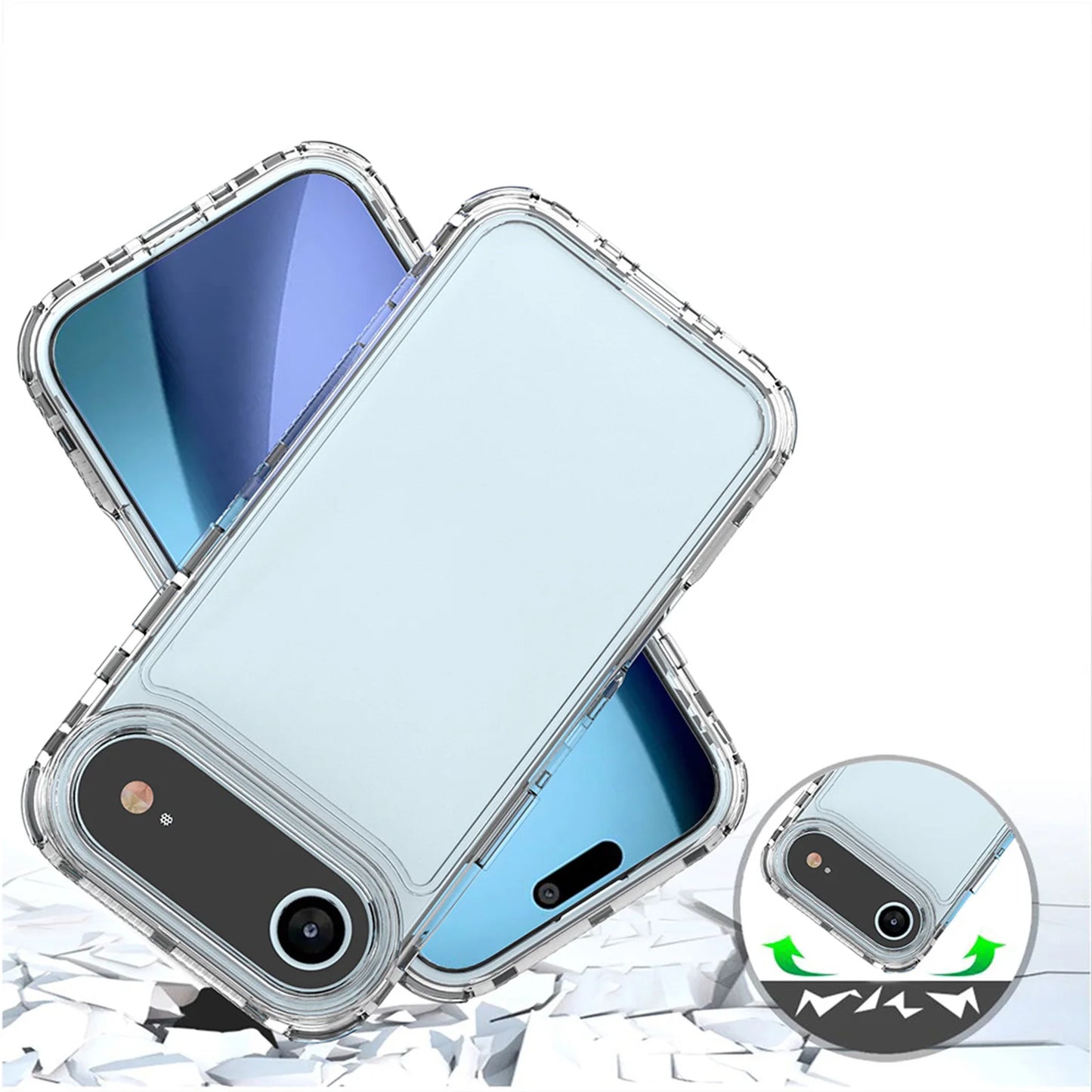 3 in 1 Transparent Clear Phone Case for iPhone 17 16 15 14 Plus 13 12 11 Pro Max