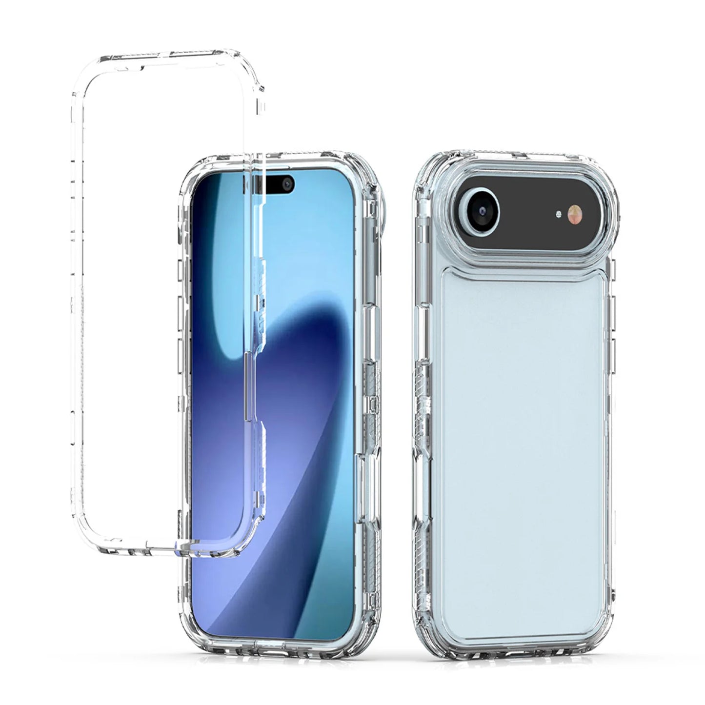 3 in 1 Transparent Clear Phone Case for iPhone 17 16 15 14 Plus 13 12 11 Pro Max