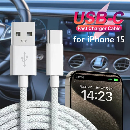 For Iphone 15/15 Pro/15 Pro Max/15 Plus 16 Carplay Cable Usb C Mobile Phone Fast Charging Cord Nylon Braided Cables For Car Play