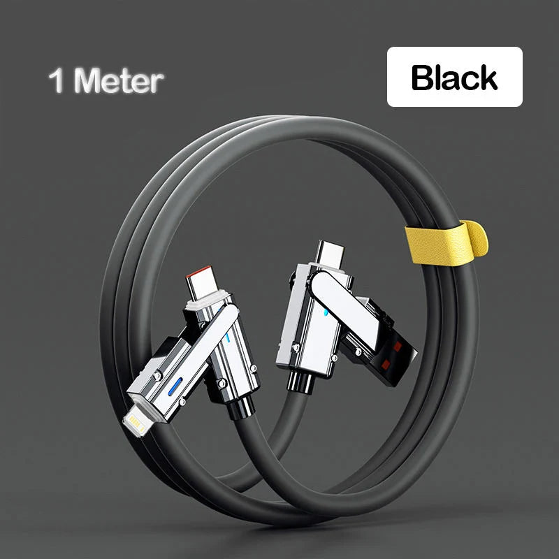 4 In 1 100W Fast Charging Usb & Type C To Usb C / Lighting Cable For Iphone 15 14 13 Pro Max Huawei Xiaomi Pd Mobile Phone Cable