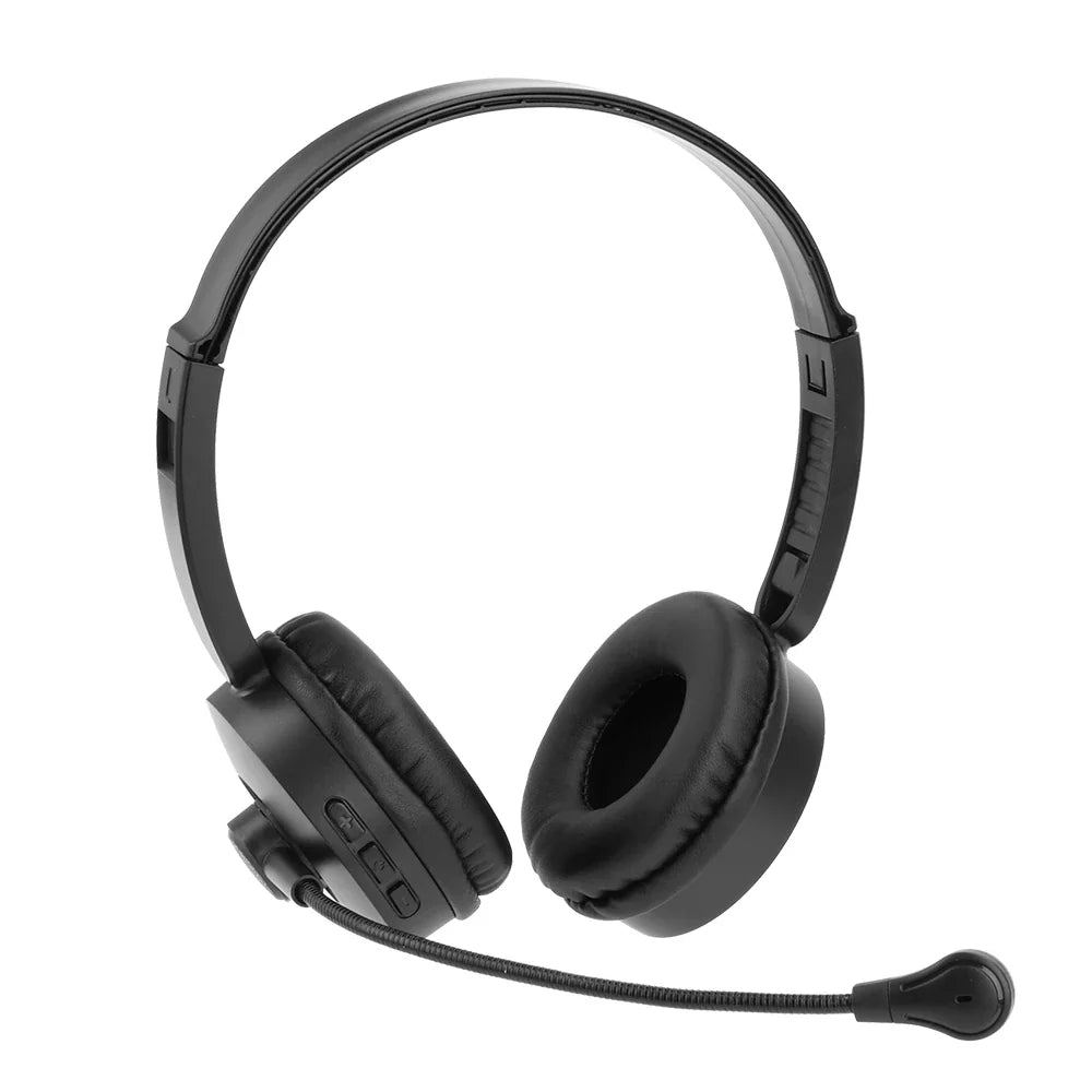 Headset Wireless Bluetooth 5.0 Headset With Noise Cancelling Microphone Ideal For Truck Drivers, Offices, Call Centre Work