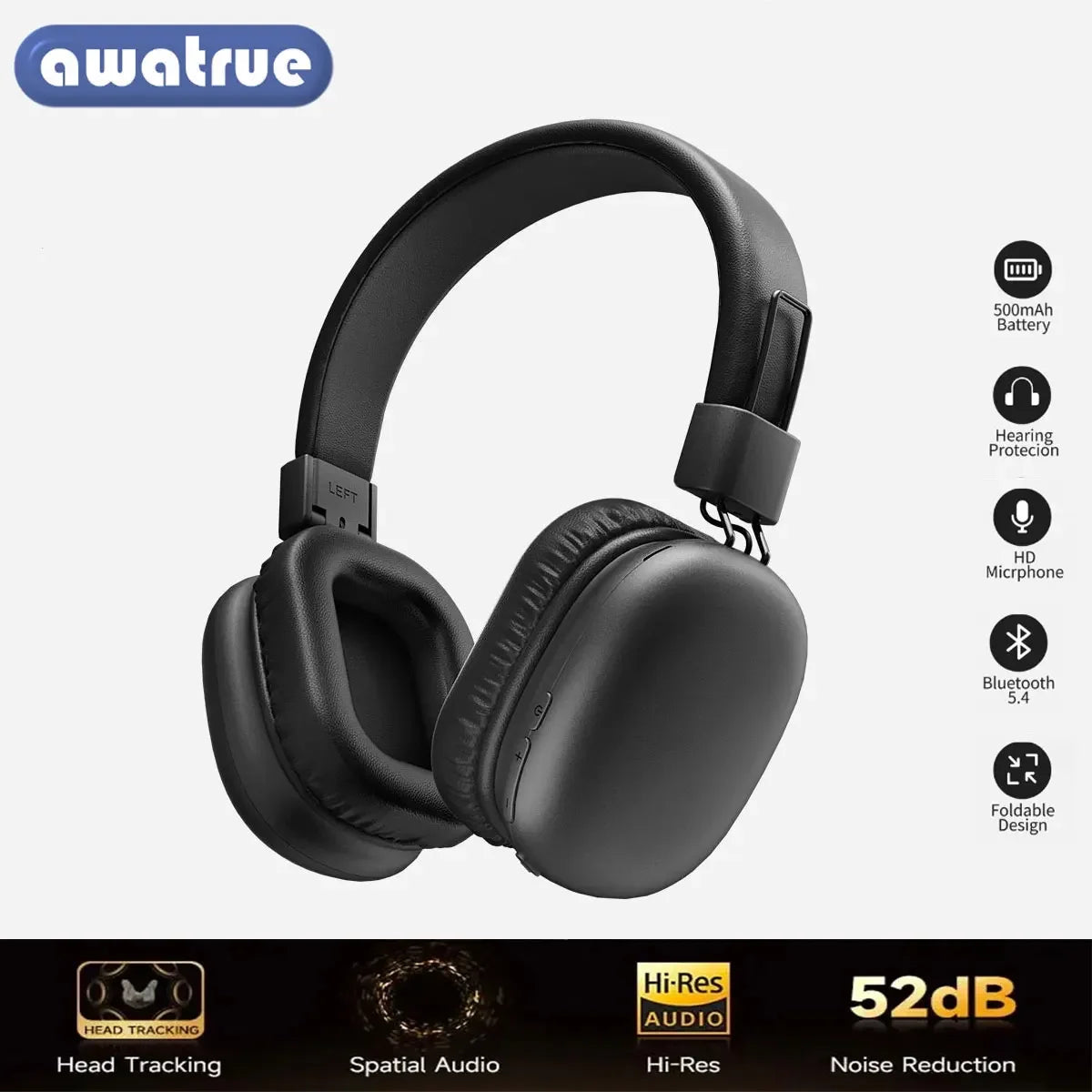 Kids Headphone Dual Wireless Headphones Anc Earphone Bluetooth 5.4 Hi-Res Audio Ver The Ear Headset Enc Hd Mic Low-Latency