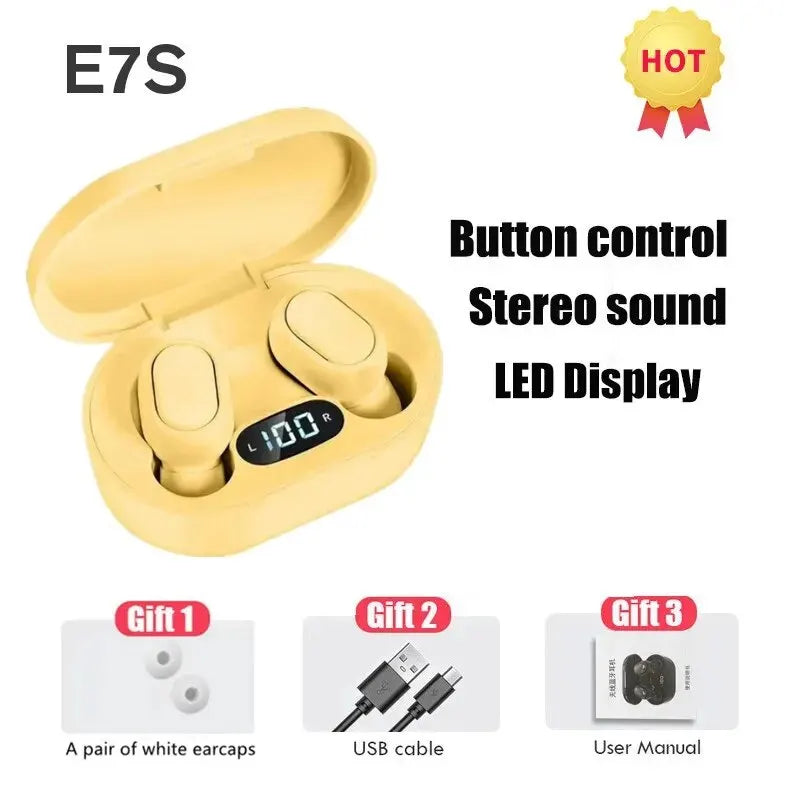 E7S Tws Wireless Headphones Bluetooth Earphone Control Sport Headset Waterproof Microphone Music Earphone Work On All Smartphone