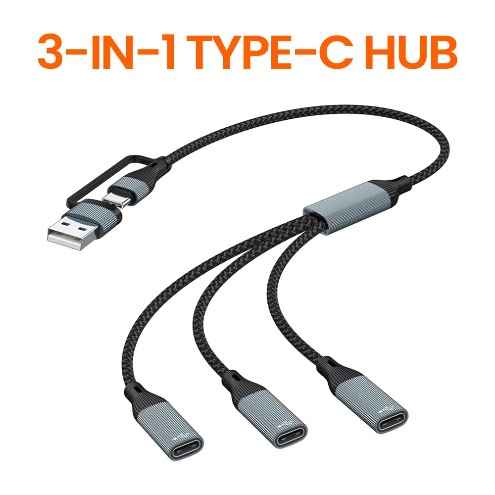 Usb Type C Hub Multiple Splitter Adapter Otg Data Transfer 3/2 Port Usb Power Charging Hub Cable Connector Adapter