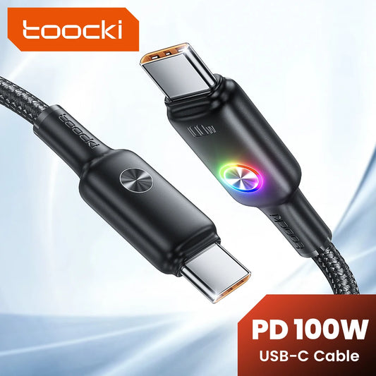 Toocki Type C To Type C Cable 100W Pd Fast Charging Charger Usb C To Usb C Mobile Phone Cable For Xiaomi Poco Realme Macbook