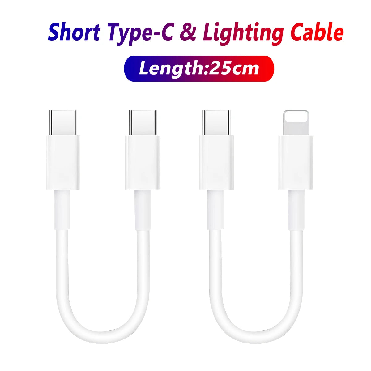 25Cm Type C Charging Cable 60W High Speed Usb C To Typec Extension Cable For Phone 15 Cellphone Tablet