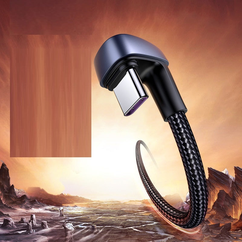 Lvlian Usb Type-C Cable 5A Elbow U-Shaped Braided Charging Long Cable